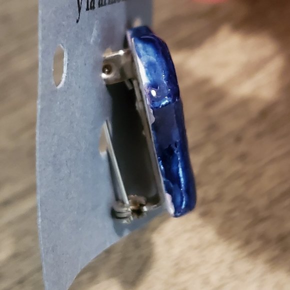 Blue ceramic harp pin - Picture 2 of 2